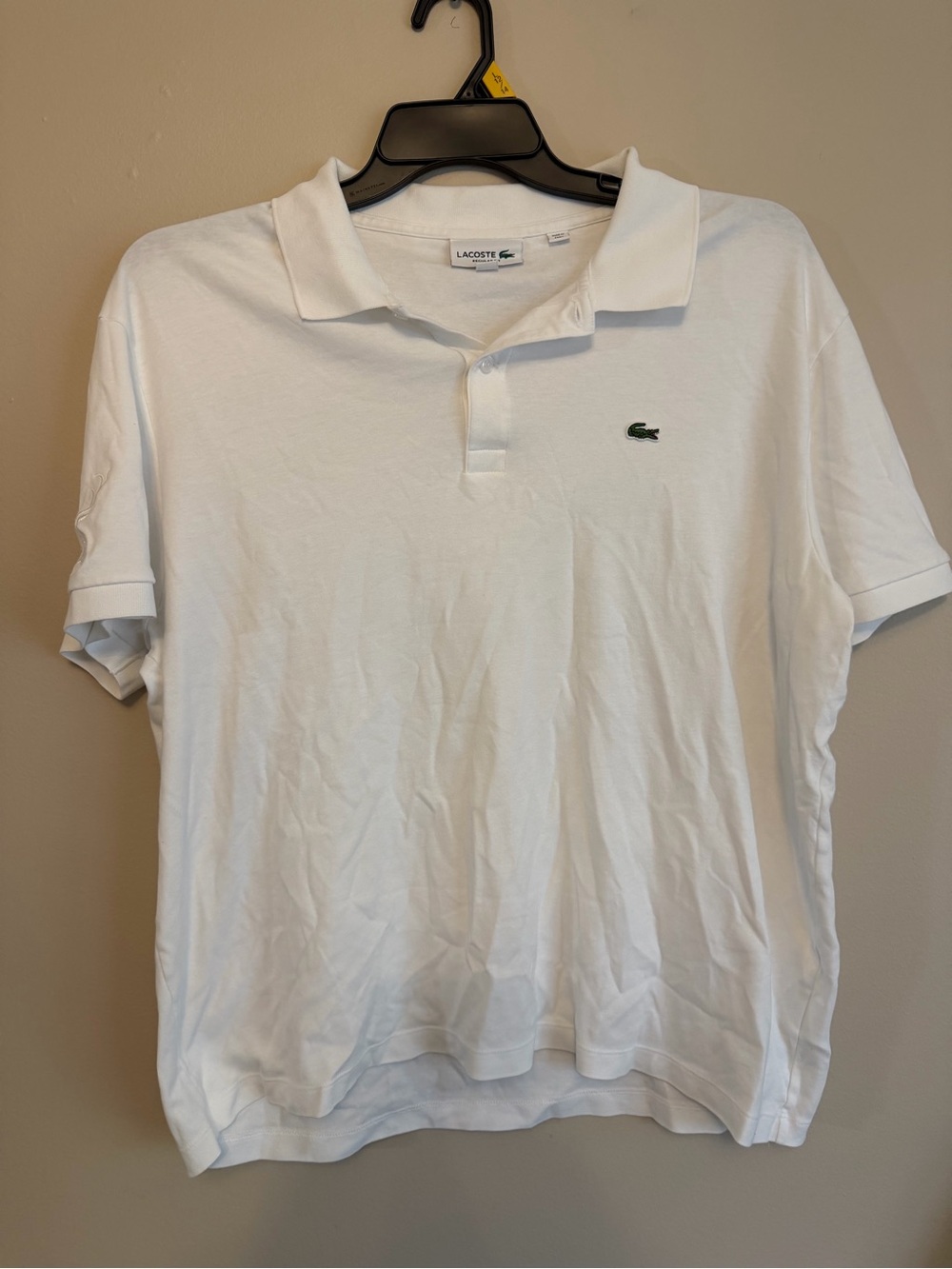 Lacoste White Polo with Green Crocodile Patch